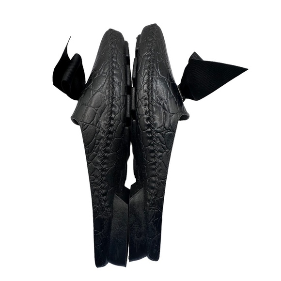 OKA. b Mules Black Croc Embossed Spa Shoes with Bow Size L (9.5-10.5) - Picture 9 of 9
